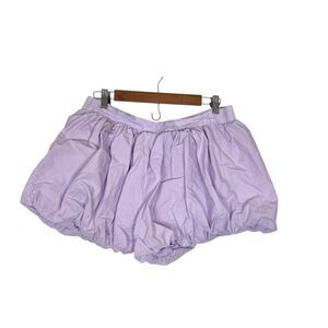 Free People Shorts Bubble Hem Womens Large Purple Cotton Mini Pull On Elastic L